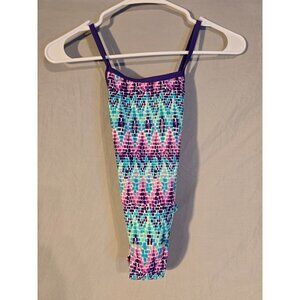 Kami Girls One Piece Swimsuit Tank Style Girls Size 8 Purple Teal